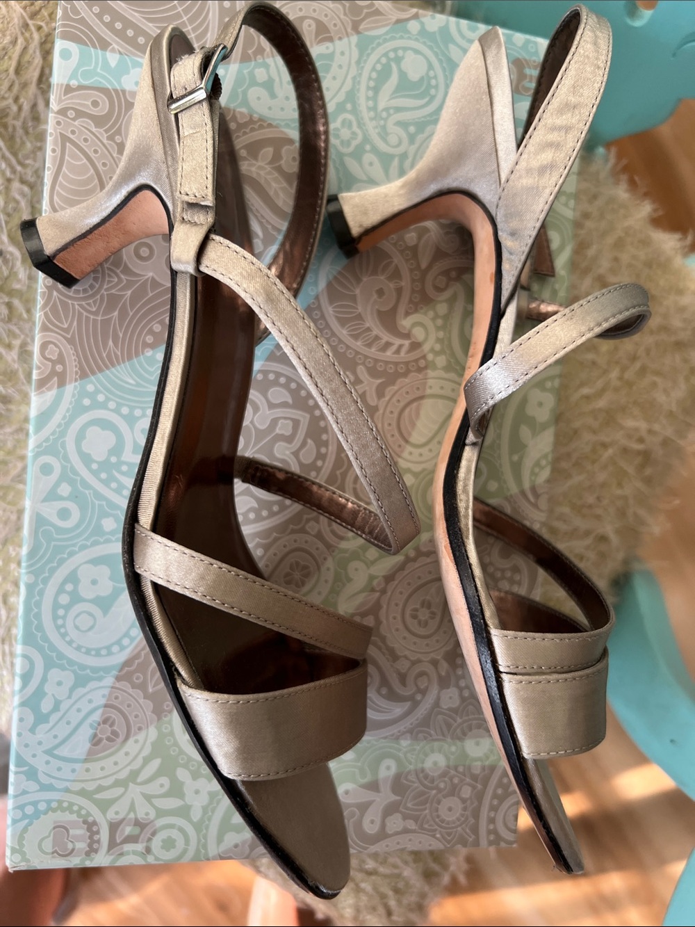Nordstrom Gracie-STN Heels in Silver Satin SZ 8.5